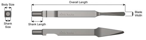 Round Nose Chisel for Cleco Shank